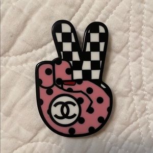 💕CHANEL💕 ENAMEL PEACE SIGN BROOCH
